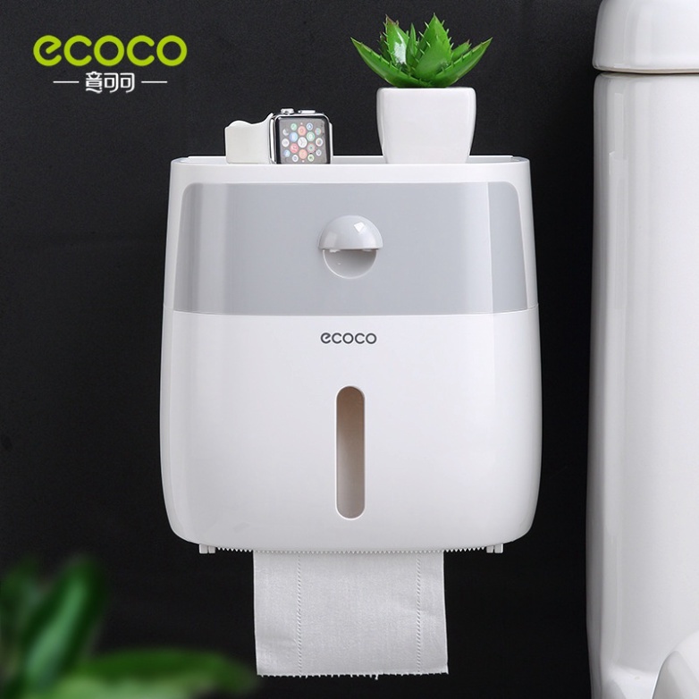 Hộp đựng Giấy Vệ Sinh ECOCO Cao cấp 2 tầng - Đa năng, Sang trọng, Tiện dụng có ngăn kéo chống nước - QM.DNE1804