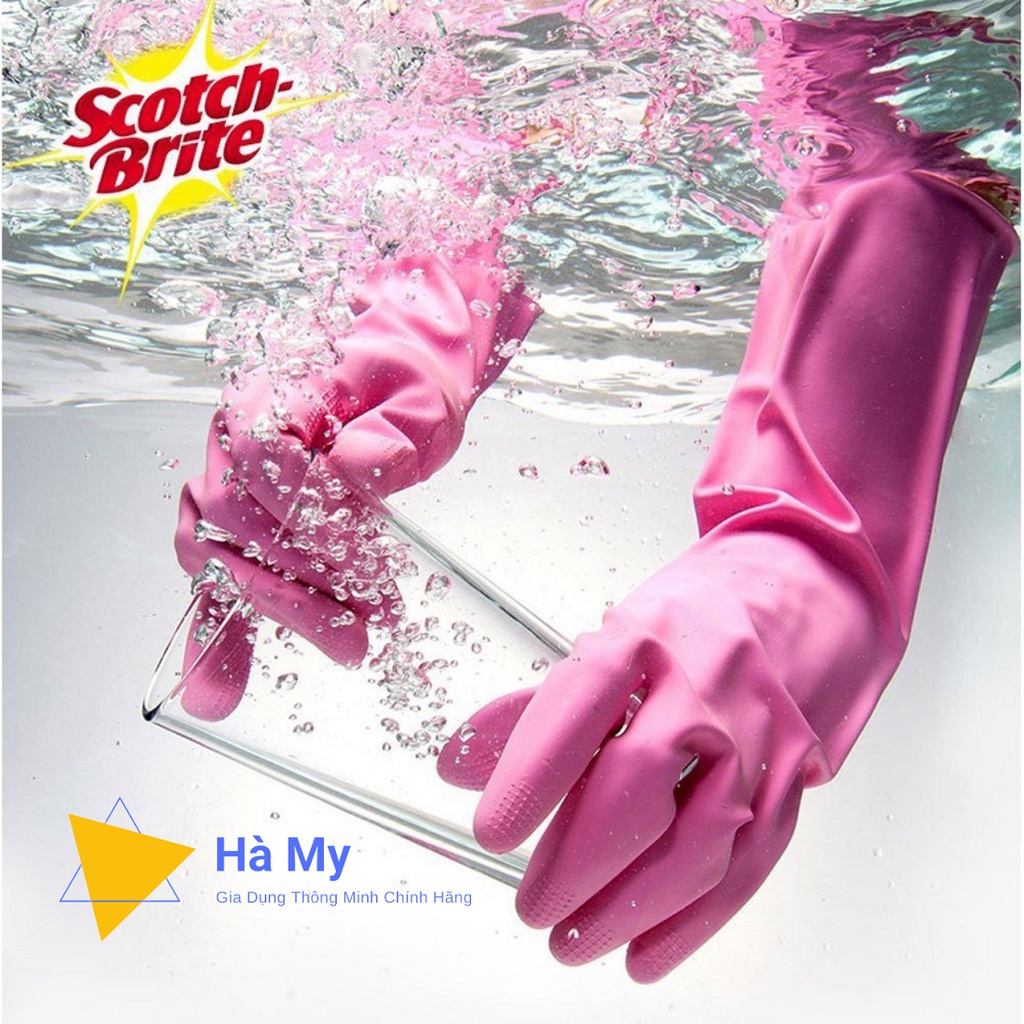 Găng Tay Gia Dụng Scotch Brite Chống Trơn Trượt,Có Móc Treo Chính Hãng 3M,Dài 36cm-Giúp Vệ Sinh Cửa,Giặt Quần Áo