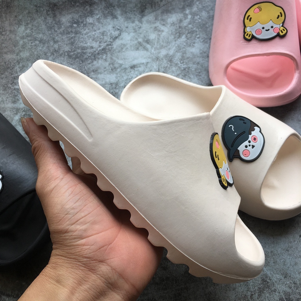 Dép bánh mì nữ 🔥 FREESHIP🔥 Dép quai ngang hình mặt trai gái đế cao 3cm siêu êm