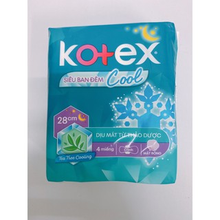 BĂNG VỆ SINH KOTEX COOL SIÊU BAN ĐÊM 28CM CÓ CÁNH 4 MIẾNG