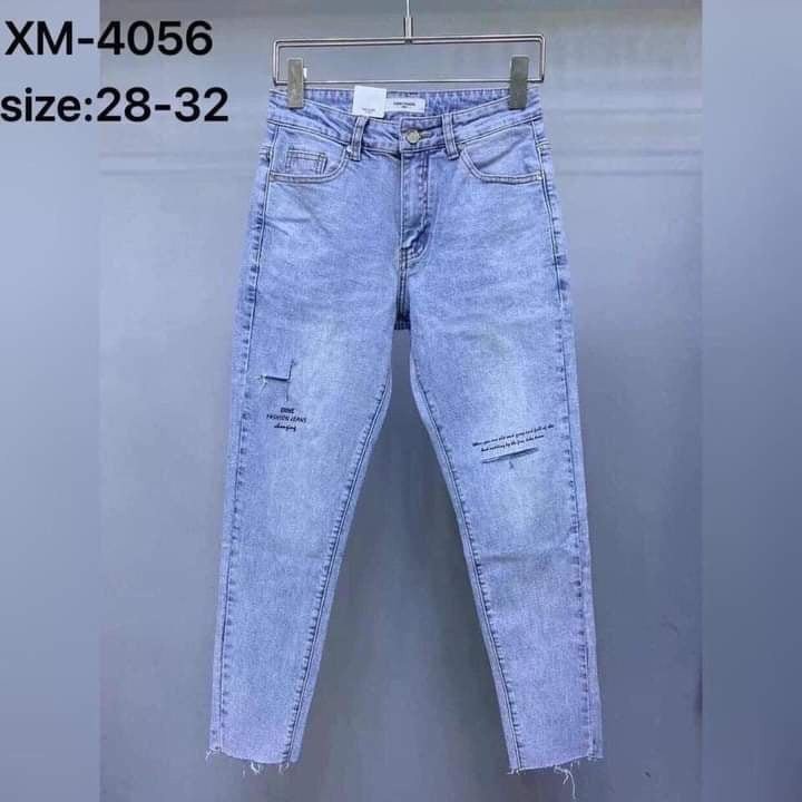 Quần Jean Nam Màu Xanh Nhạt Rách Gối,vải Co Giản 4 chiều ms83