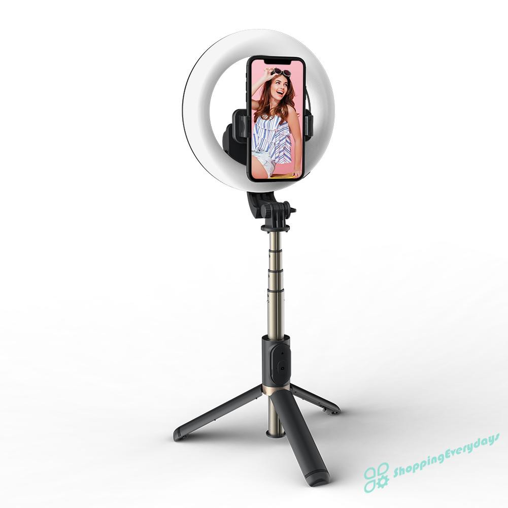 sv  Q07 Bluetooth Selfie Stick with 6 inch LED Ring Light for iOS Android Phone