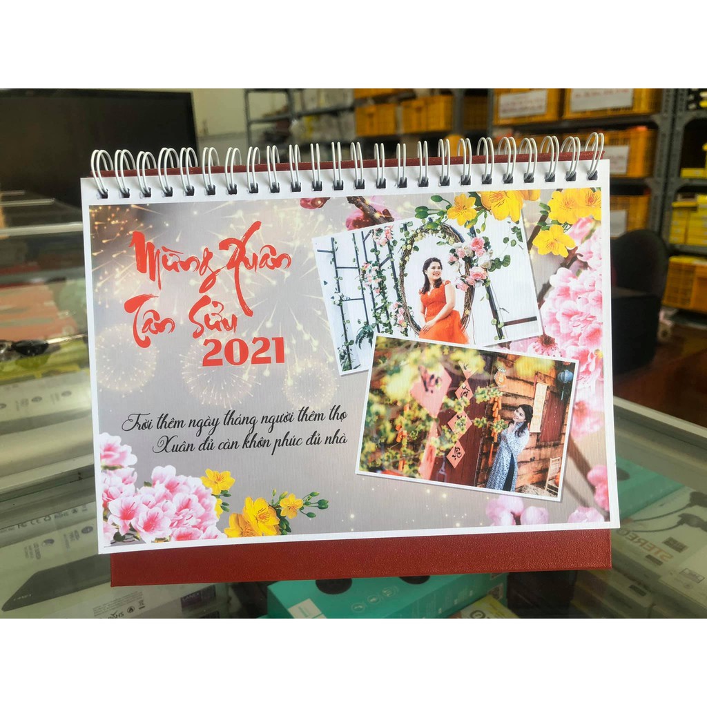 Lịch để bàn in hình theo yêu cầu - 13 tờ giấy gân mỹ thuật cao cấp