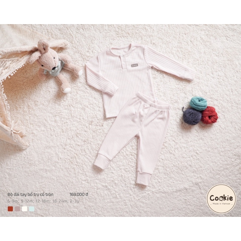 COOKIE Bộ dài tay bổ trụ - quần bo gấu