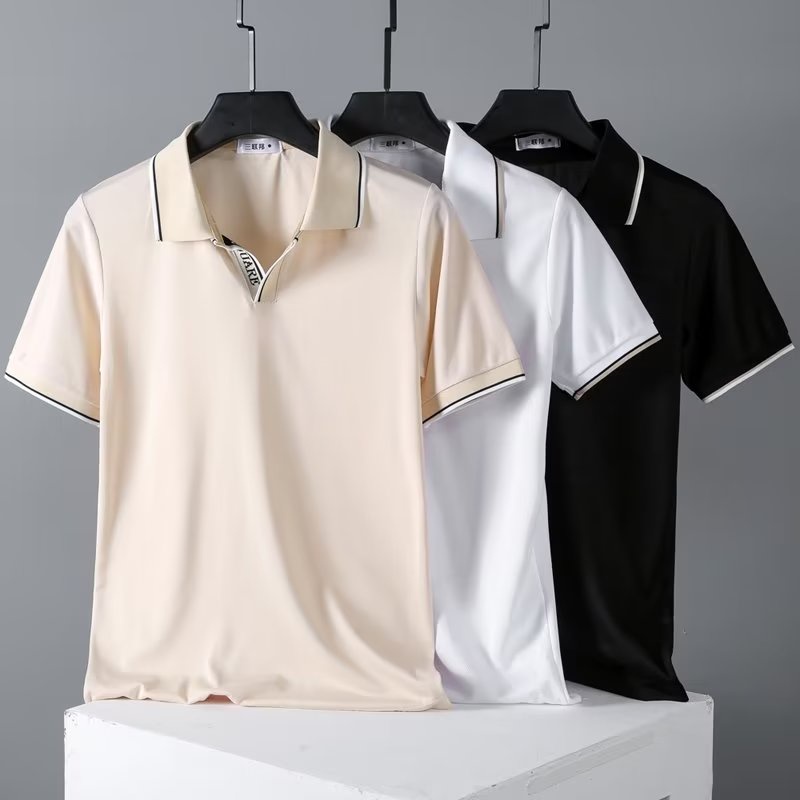 Áo Thun polo Tay Ngắn Dáng Rộng In Chữ Thoải Mái Thời Trang Phong Cách Hàn Quốc Cho Nam Size M-3XL