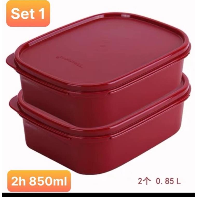 Bộ hộp TUPPERWARE đựng kim chi dưa cà...đựng được đồ khô và ngăn mát