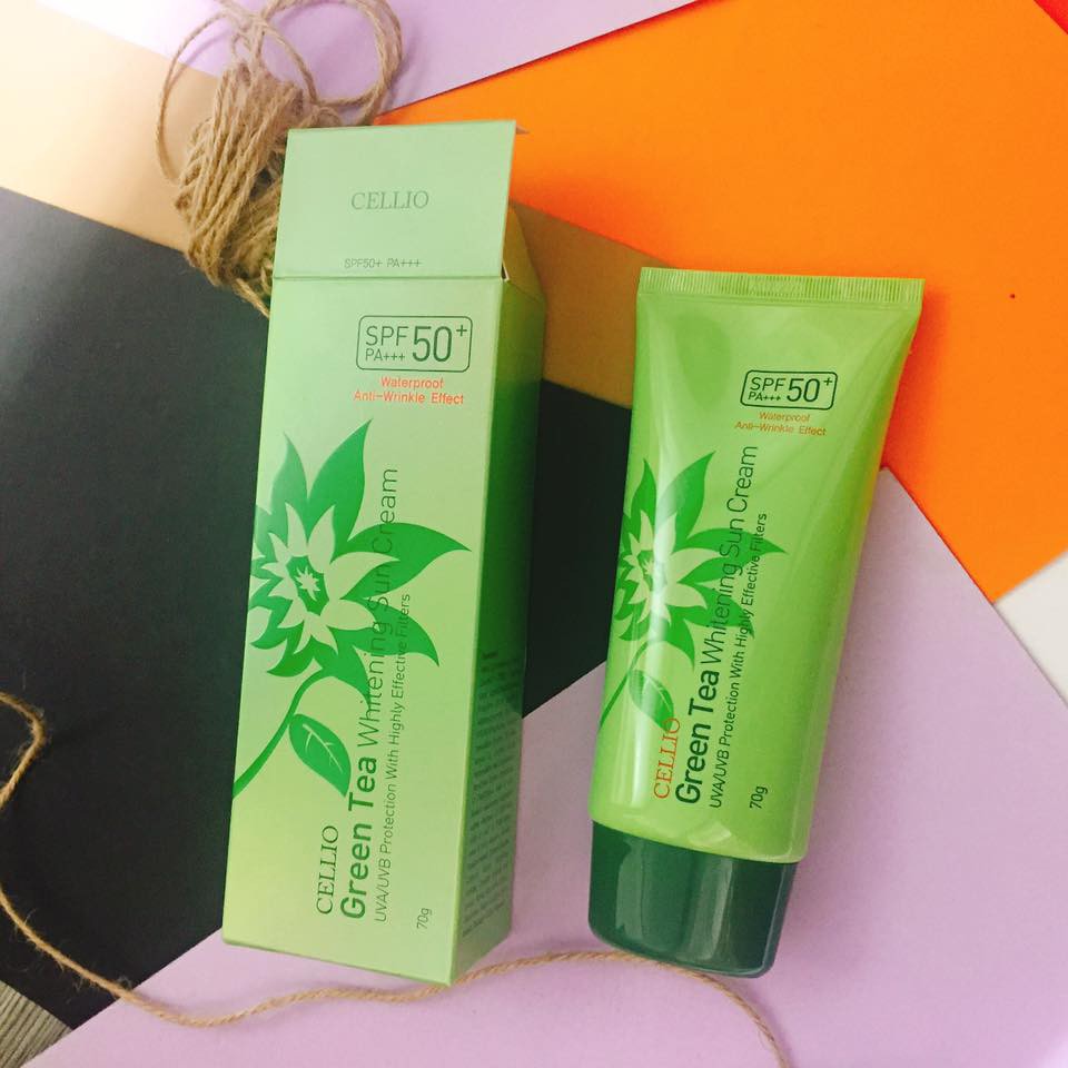 [HÀNG VỀ] Kem chống nắng trà xanh Cellio Green Tea Whitening Sun Cream SPF 50+