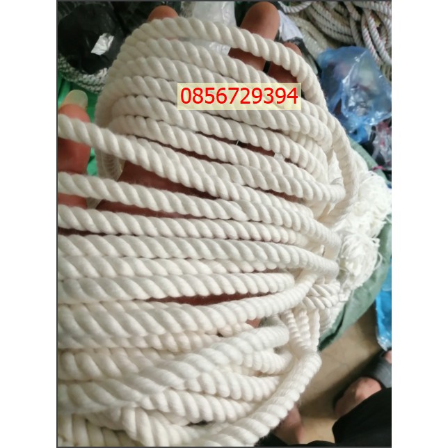 Dây thừng macrame se cotton,dây thừng trang trí (size 7ly) màu kem