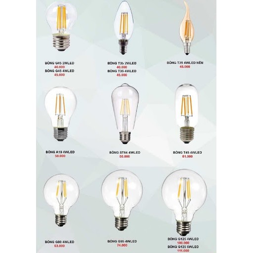 BÓNG ĐÈN LED EDISON A60 4w vàng 2200k - 2700k