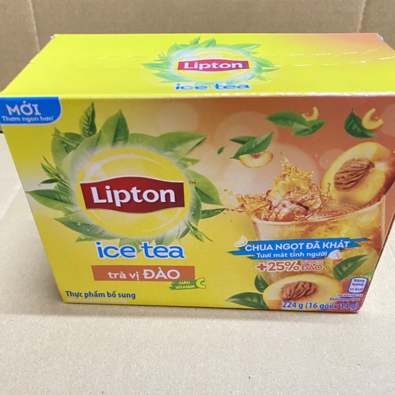 [16 Gói x14g][Đào] Hộp Trà Pha Hoà Tan Lipton