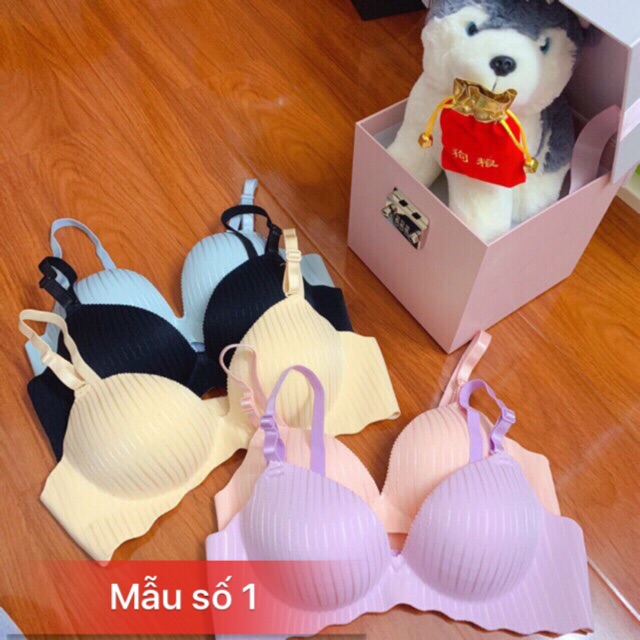 Áo ngực su ko gọng thông hơi có bàn tay nâng ngực kẻ sọc