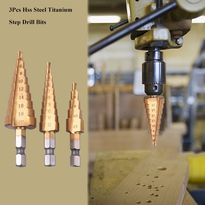 Bộ 3 Mũi Khoan Bước Hình Nón Hss