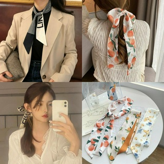 Khăn lụa buộc tóc họa tiết hoa dễ thương