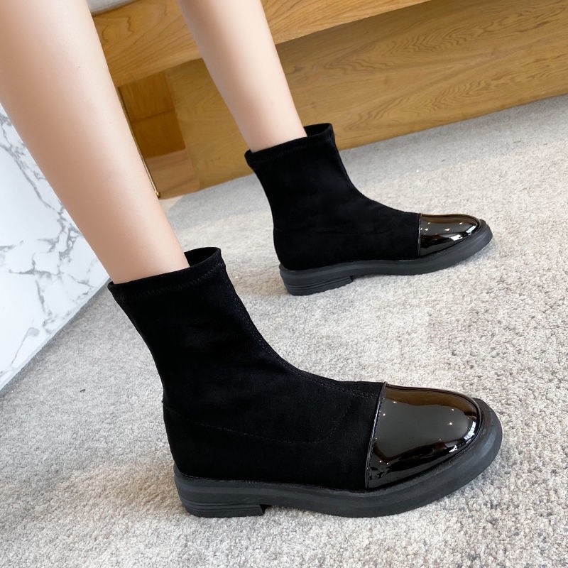 Giày Bốt Vải Co Giãn Tốt Thiết Kế Sành Điệu Cho Nữ