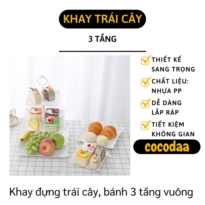 Đĩa Đựng Hoa Quả - Khay Đựng Bánh Kẹo Tết 3 Tầng Đơn Giản, Trang Trí Bàn Ăn 9093 [FREESHIP]
