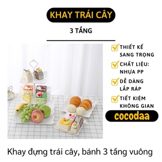 Đĩa Đựng Hoa Quả - Khay Đựng Bánh Kẹo Tết 3 Tầng Đơn Giản, Trang Trí Bàn Ăn  9093 [FREESHIP]