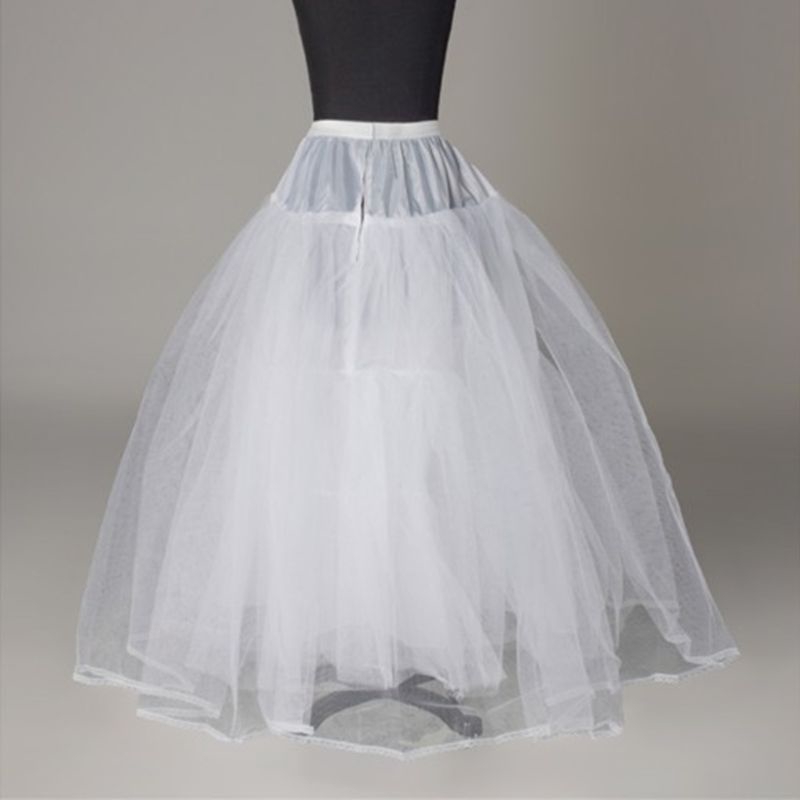 Women Bridal 3 Hoop A-Line Floor-Length Full Slip Petticoat Ball Gown Two-Layer Elastic Waist