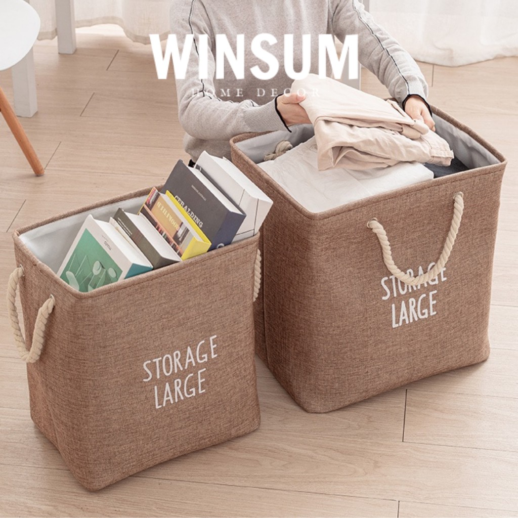 Giỏ Đựng Quần Áo, Thú Bông, Đồ Chơi Trẻ Con Chất Vải Bồi Cotton Linen Cao Cấp - Winsum.decor