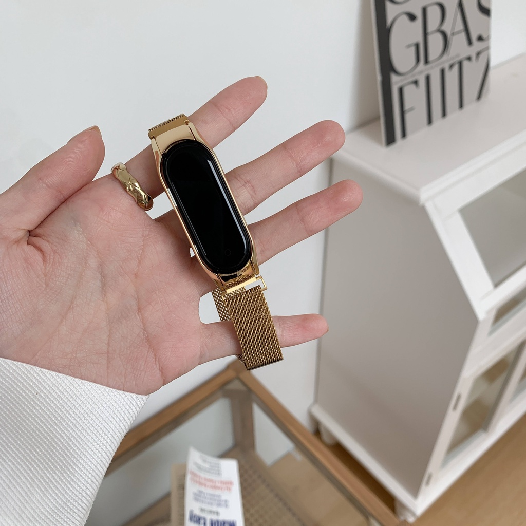 Dây Đeo Thay Thế Chất Liệu Thép Không Gỉ Dạng Mắt Xích Cho Xiaomi Band 3/4/5/6 Watch Mi 3 4
