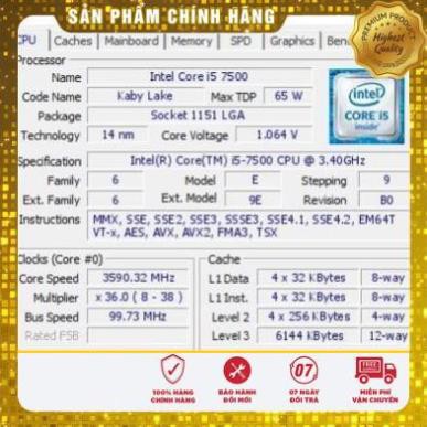 (giá khai trương) CPU intel i5 7500 3.4 GHz cũ - Core i5 7500 sk 1151