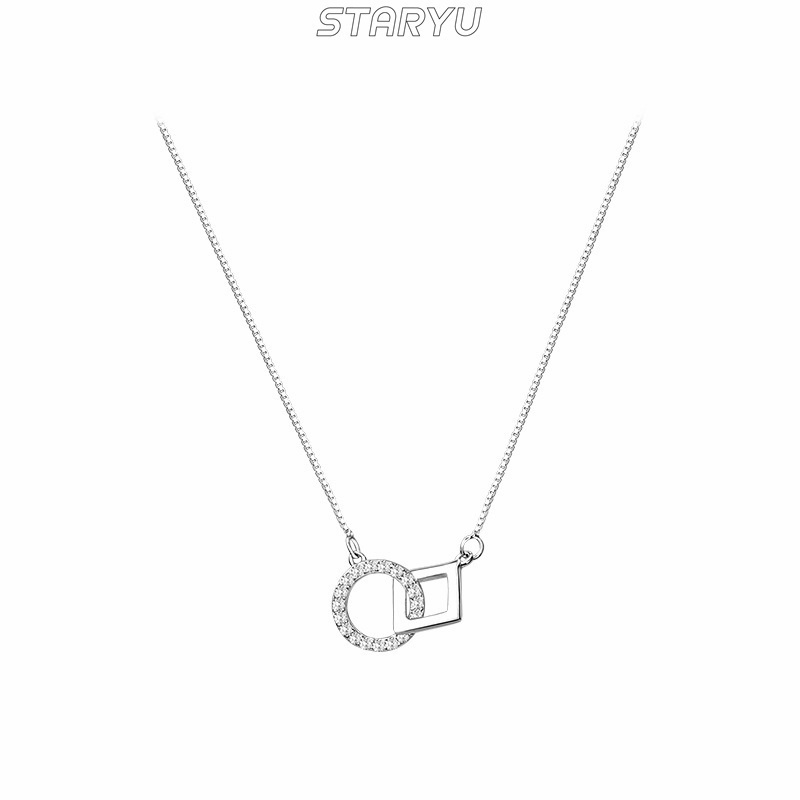 Vòng cổ Bạc 925 Mặt Hình Tròn Phong Cách Thanh Lịch Dành Cho Nữ