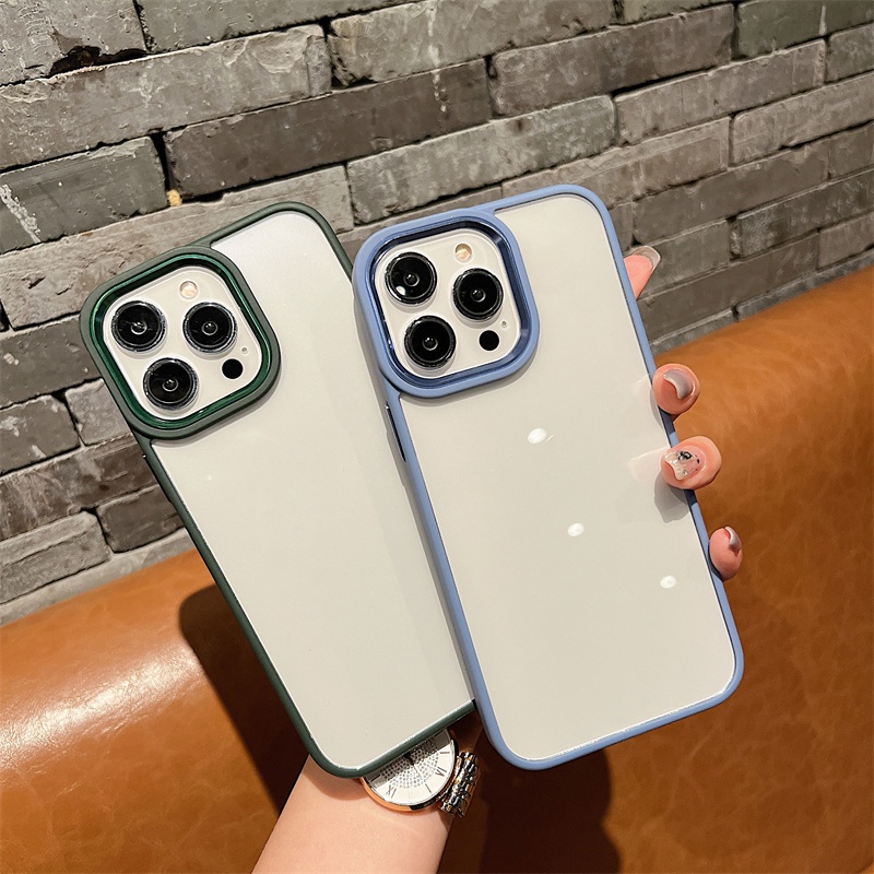 Ốp Điện Thoại Cứng Trong Suốt Chống Sốc Màu Tím Đậm Cho iPhone 12 13 Pro Max IP13