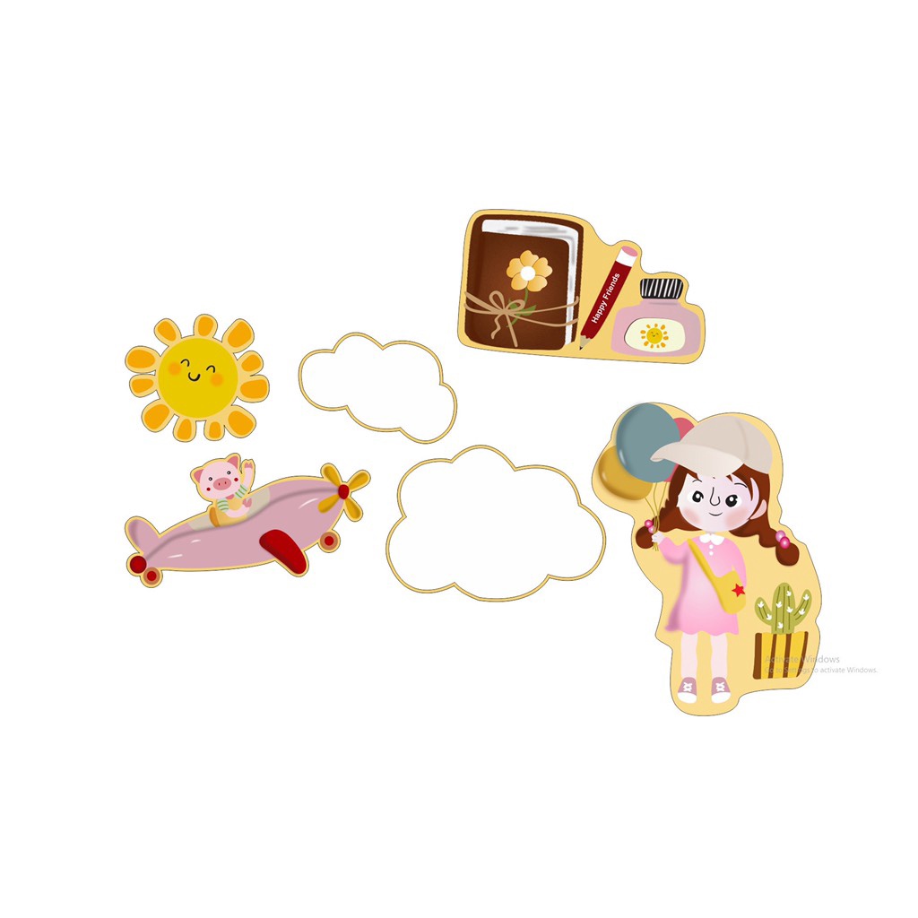 5 Combo 2 Set giấy em bé chùm bóng và máy bay