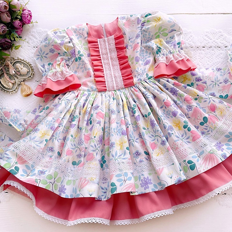 Đầm ren dáng xòe phong cách công chúa Lolita cho bé gái