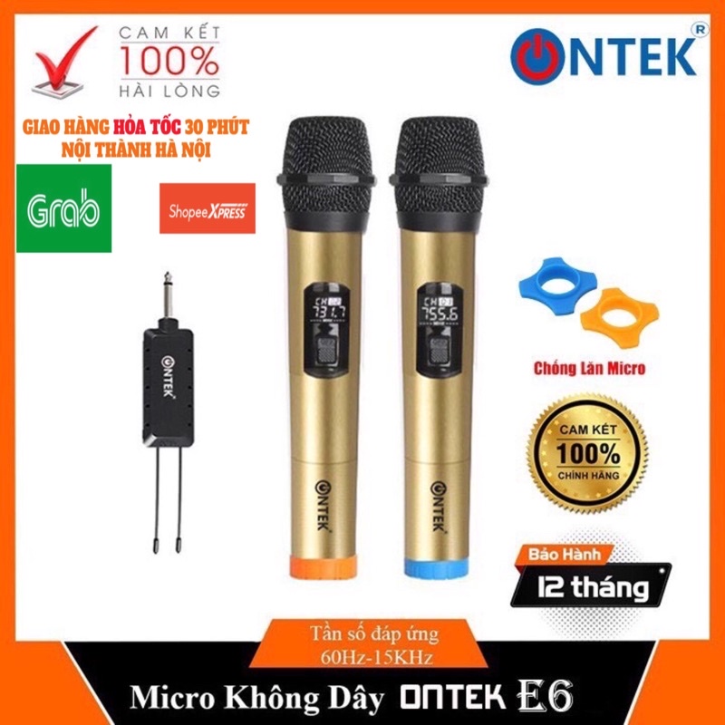 [BH 12 THÁNG] Bộ 02 Micro không dây ONTEK E6/W003 chính hãng cao cấp chuyên dụng cho mọi loa kéo, âm ly