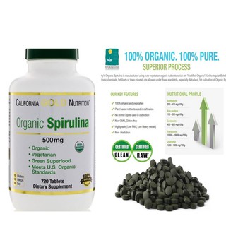 Tảo xoắn hữu cơ Organic Spirulina California Gold Nutrition