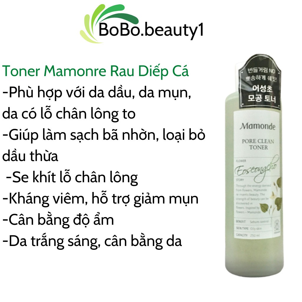 Toner diếp cá MAMONDE Hàn Quốc trắng da giảm mụn làm sạch sâu loại bỏ bã nhờn da mềm mịn