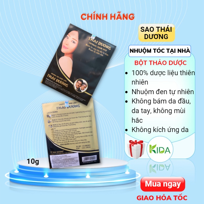 Dầu gội Đen tóc THÁI DƯƠNG gói 10g Dược liệu thảo dược phủ bạc tóc Tại nhà đơn giản, không ngứa da đầu, xơ tóc