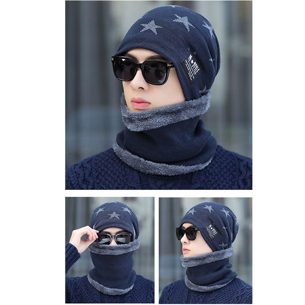 Set Mũ beanie Kèm Khăn Choàng Cổ Giữ Ấm Cho Nam Và Nữ Ốp