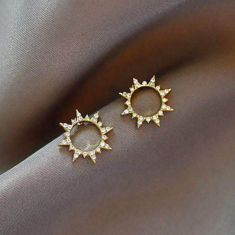 Bông tai kim loại S925 hình mặt trời thời trang cho nữ