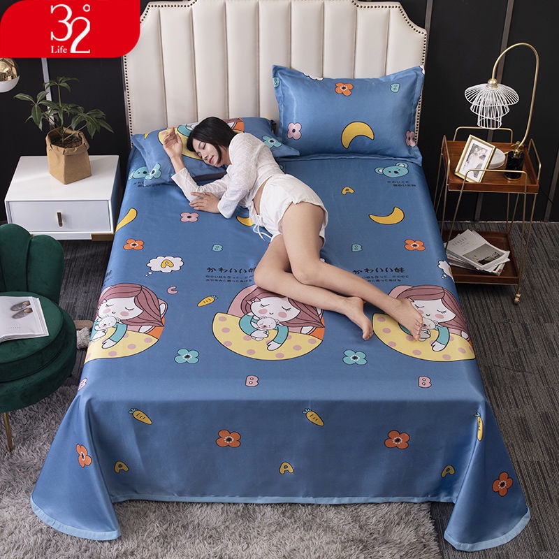 Bộ Vỏ Gối Chăn Và Ga Giường 32 / 1.8m 1.5m Bằng Lụa Lạnh Mềm Mại Có Thể Giặt Sạch