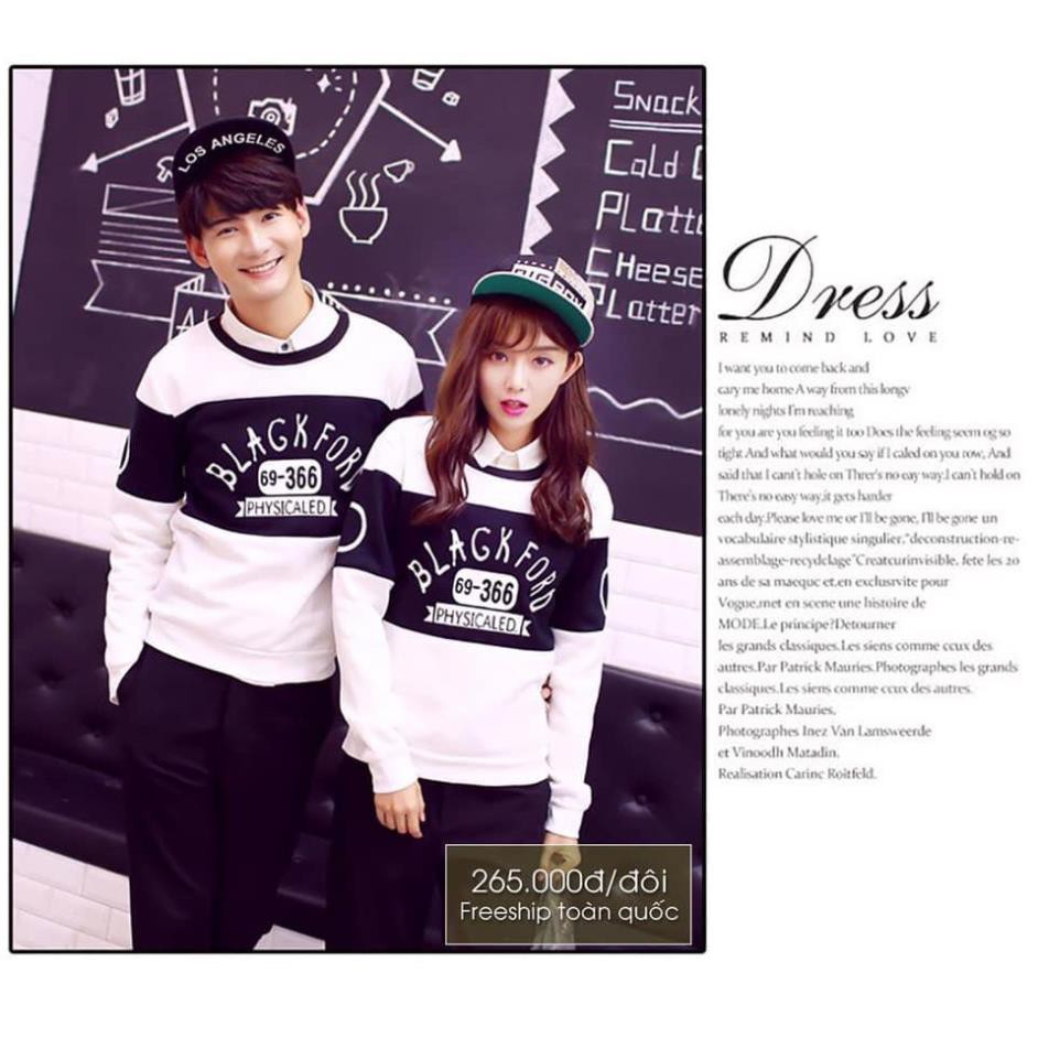 Áo thun cotton nam nữ BLACKFORD dài tay không cổ, áo cặp đôi giá sỉ