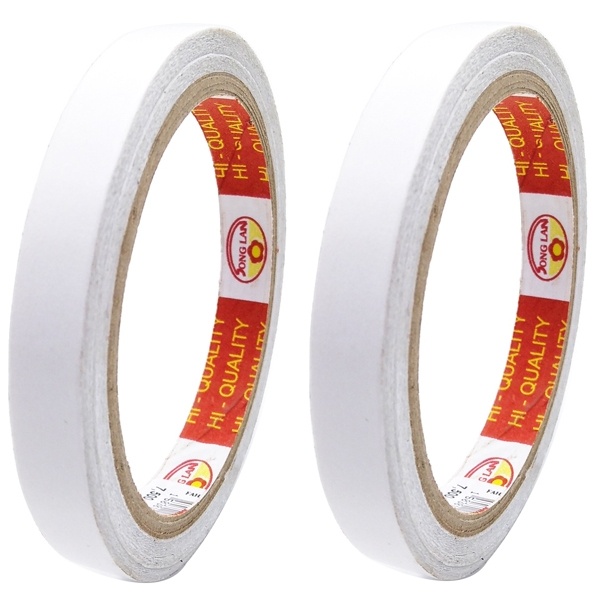 Bộ 2 Băng Keo 2 Mặt 12 mm x 23 Yards - Song Lan - Màu Trắng