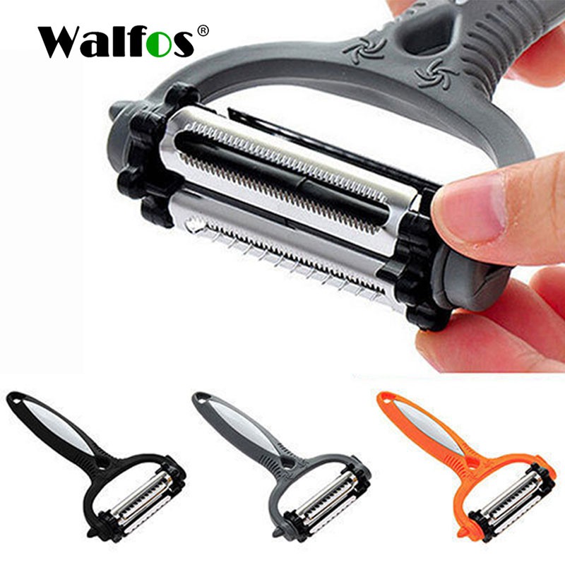 Dao gọt trái cây rau củ Walfos 3 trong 1 có 4 màu/Với đầu xoay