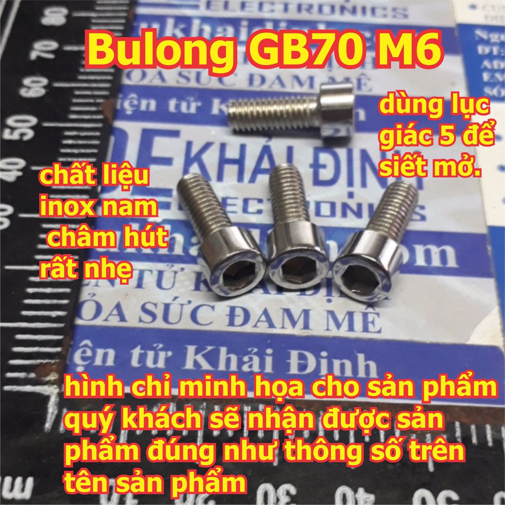 bulong, vít pake GB70 M6 inoc inox tán tròn, đầu lục giác chìm, M6 dài từ 8mm~100mm kde5556