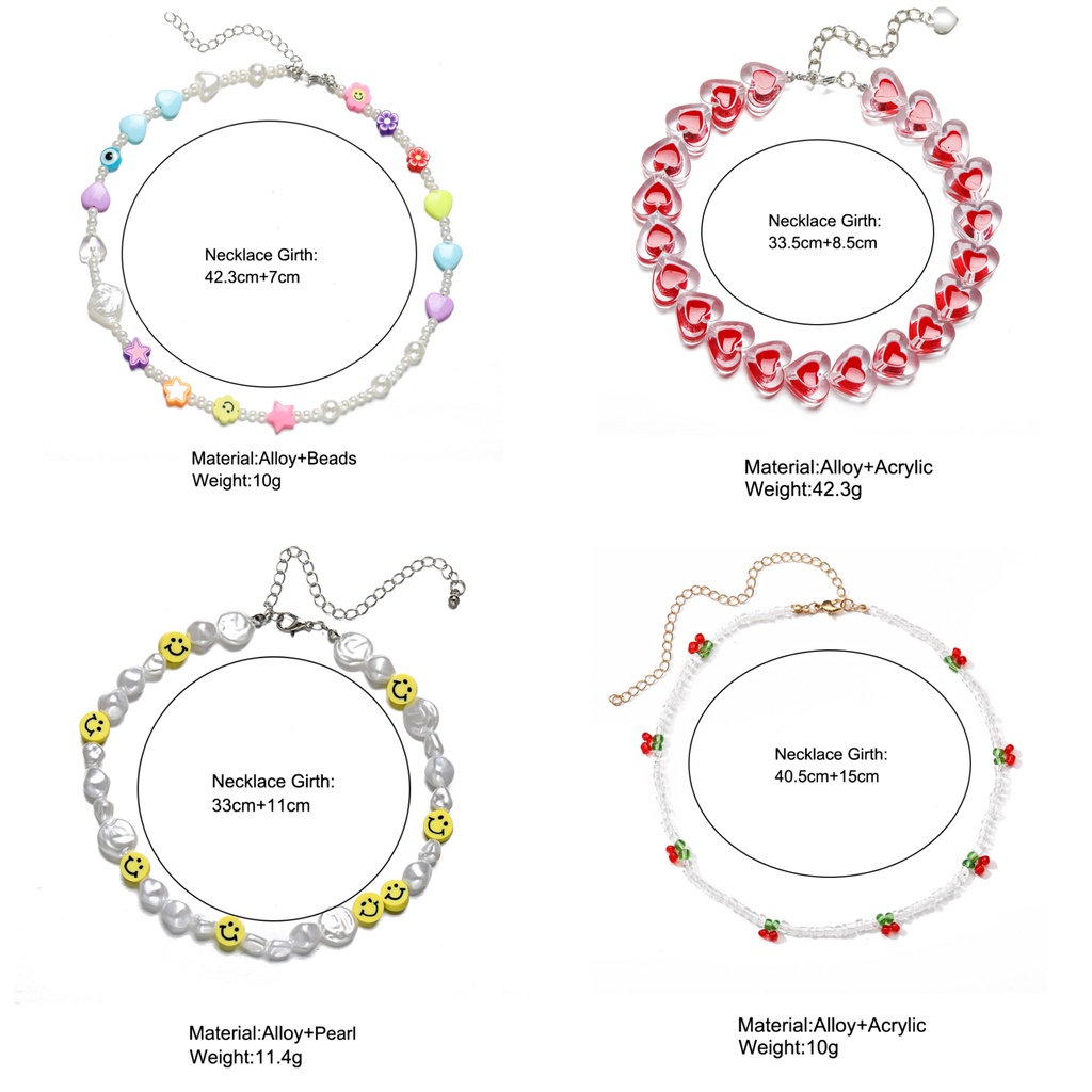 Vòng Cổ Choker Hạt Hình Trái Tim Hoa Sao Đầy Màu Sắc Phong Cách Retro