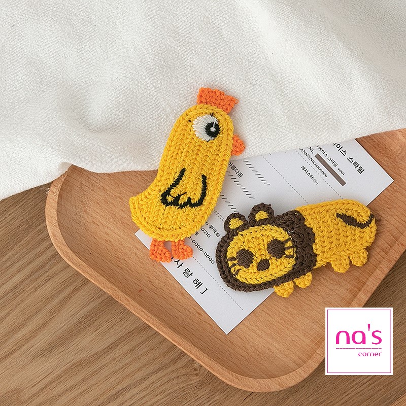 Kẹp tóc mái len đan thêu handmade hoạt hình hình thú dễ thương ngộ nghĩnh dạng kẹp bật hairclip