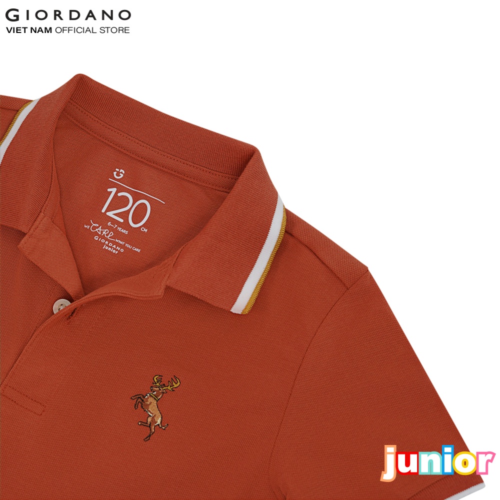 Áo Thun Có Cổ Trẻ Em Ngắn Tay Thêu Logo Hươu Deer Polo Giordano 03011202