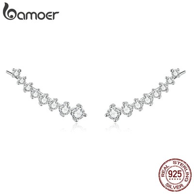 Bamoer Bông Tai Bạc 925 Dáng Dài Hình Ngôi Sao Đính Đá Thời Trang Cho Nữ