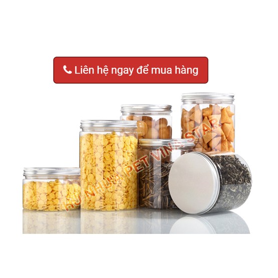 - Hũ Nhựa PET 250ml, 500ml, 600ml, 700ml, 800ml, 900ml, 1000ml, 1200ml Nắp NHÔM Chọn Màu Giá Sỉ
