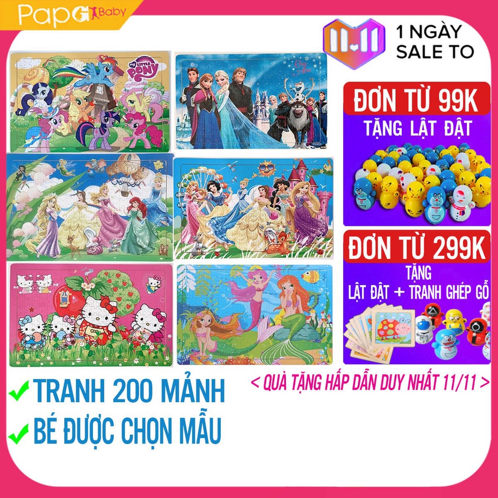 Tranh ghép hình cho bé 200 mảnh nhiều chủ đề - Bộ xếp hình gỗ