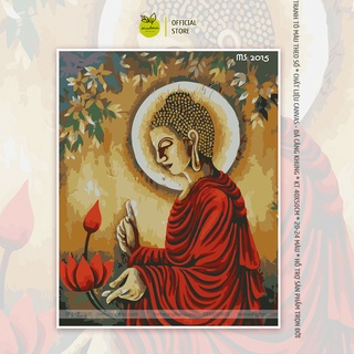 Tranh tô màu 40x50cm có khung Đức Phật và hoa sen T2015