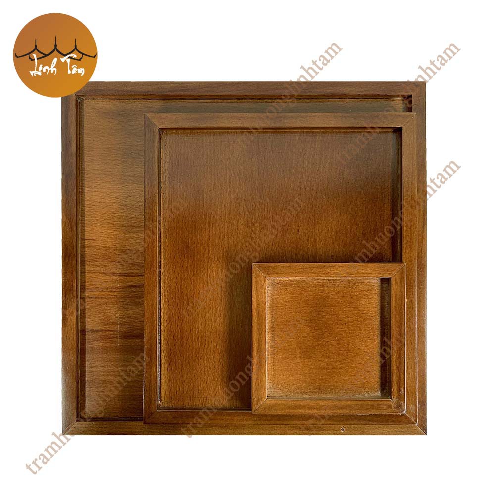 Khay gỗ tự nhiên nguyên khối màu nâu hình vuông đựng trà bánh đồ ăn đĩa gỗ decor phụ kiện phòng ăn