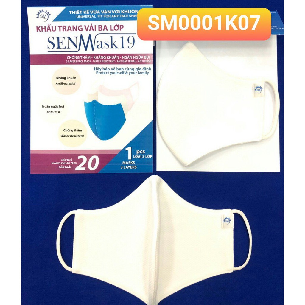 Khẩu trang vải 3 lớp kháng khuẩn SM0001K