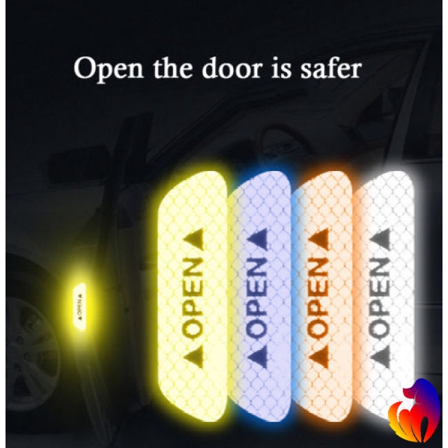 Blackhole 4PCS Auto Car Door OPEN Sticker Reflective Tape Safety Warning Decal Scratchproof Prevent-bump