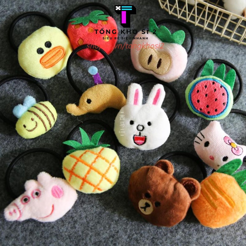 [Set 5 - Dây Buộc Tóc] Chun Buộc Tóc Đính Thú Bông Hoạt Hình Kiểu Dáng Hàn Quốc Xinh Xắn Dành Cho Bé Gái - daycottoc